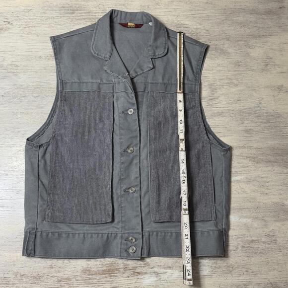 EUC Women’s Ms Lee Grey Denim Corduroy Button up Vest  Size Medium - Picture 5 of 6